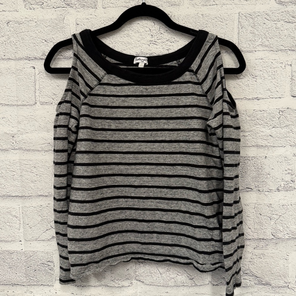 Splendid Black and Gray Open Shoulder Top Girls Size 7-8